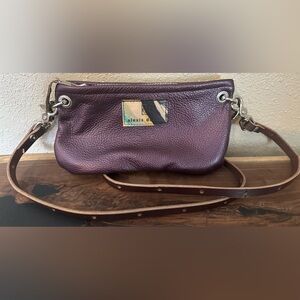 Alexis Drake Belt Bag Clutch and Crossbody in Genuine Purple Pebble Leather